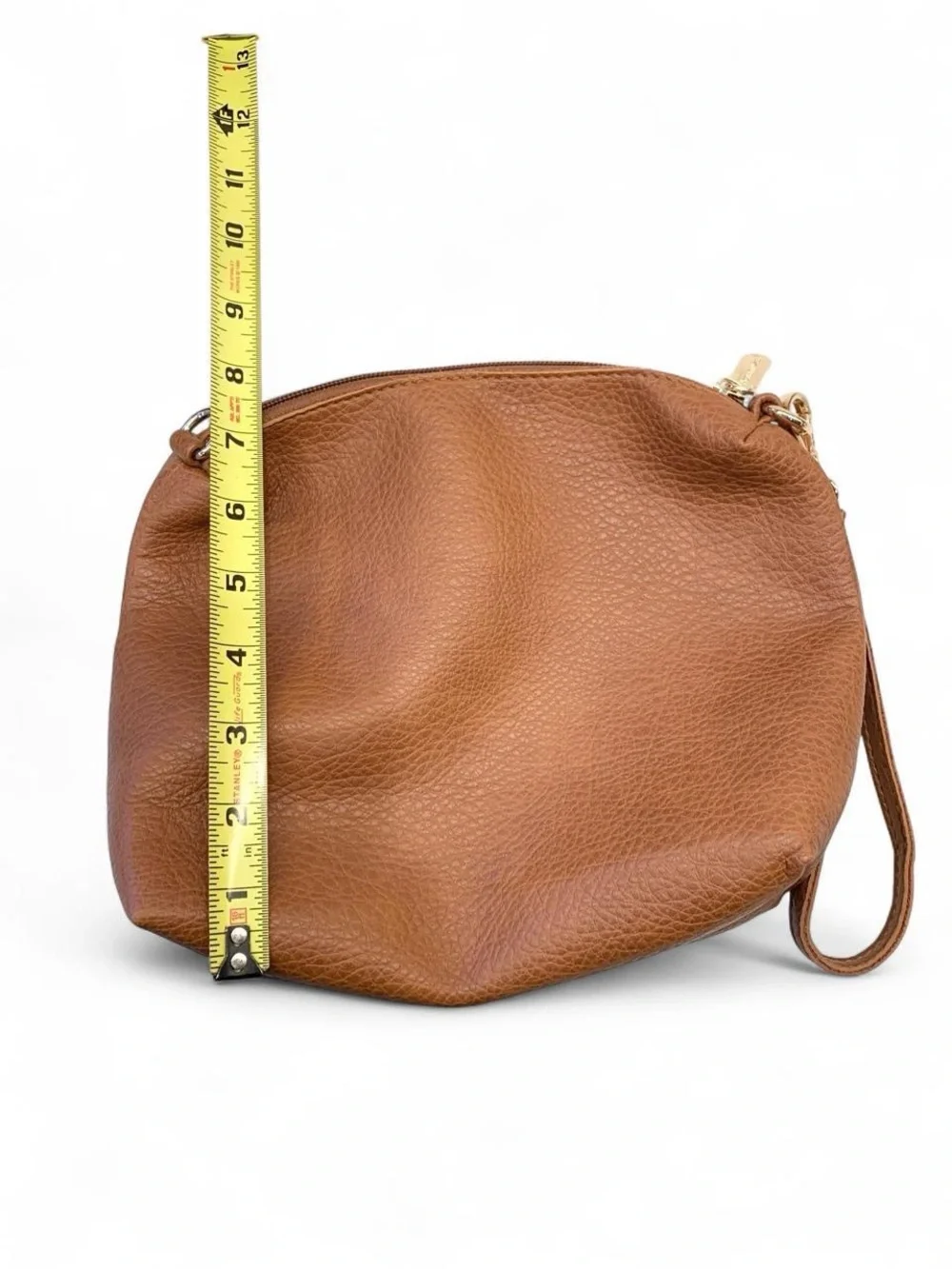 Montana West Brown Pebbled Faux Leather Wristlet Zip Pouch Gold Hardware